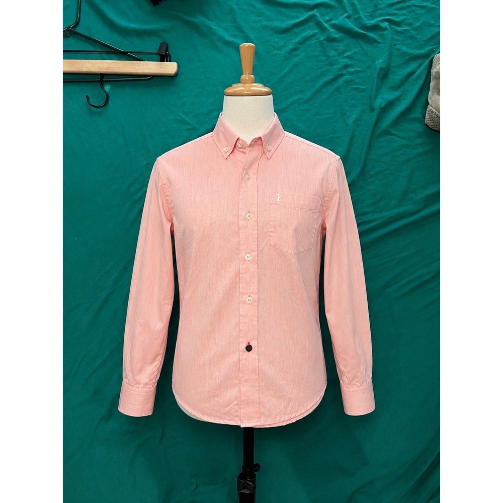 IZOD Boys Coral Pink Long Sleeve Button Down Dress Shirt Size 6 Regular‎